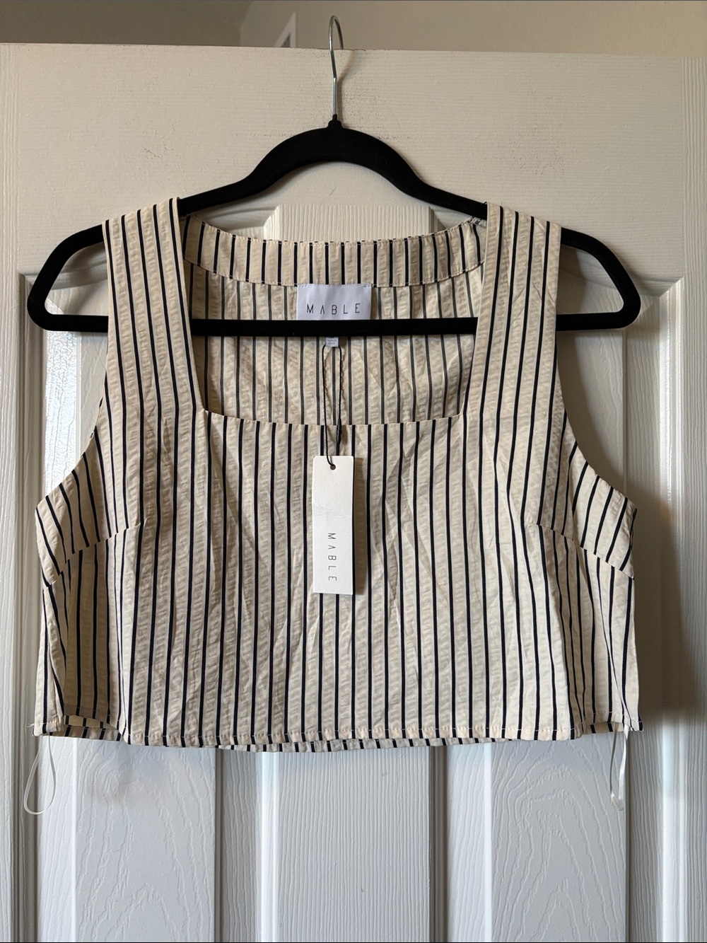Mabel Kate Stripe Tank Cream and Black stripes cropped tank size M